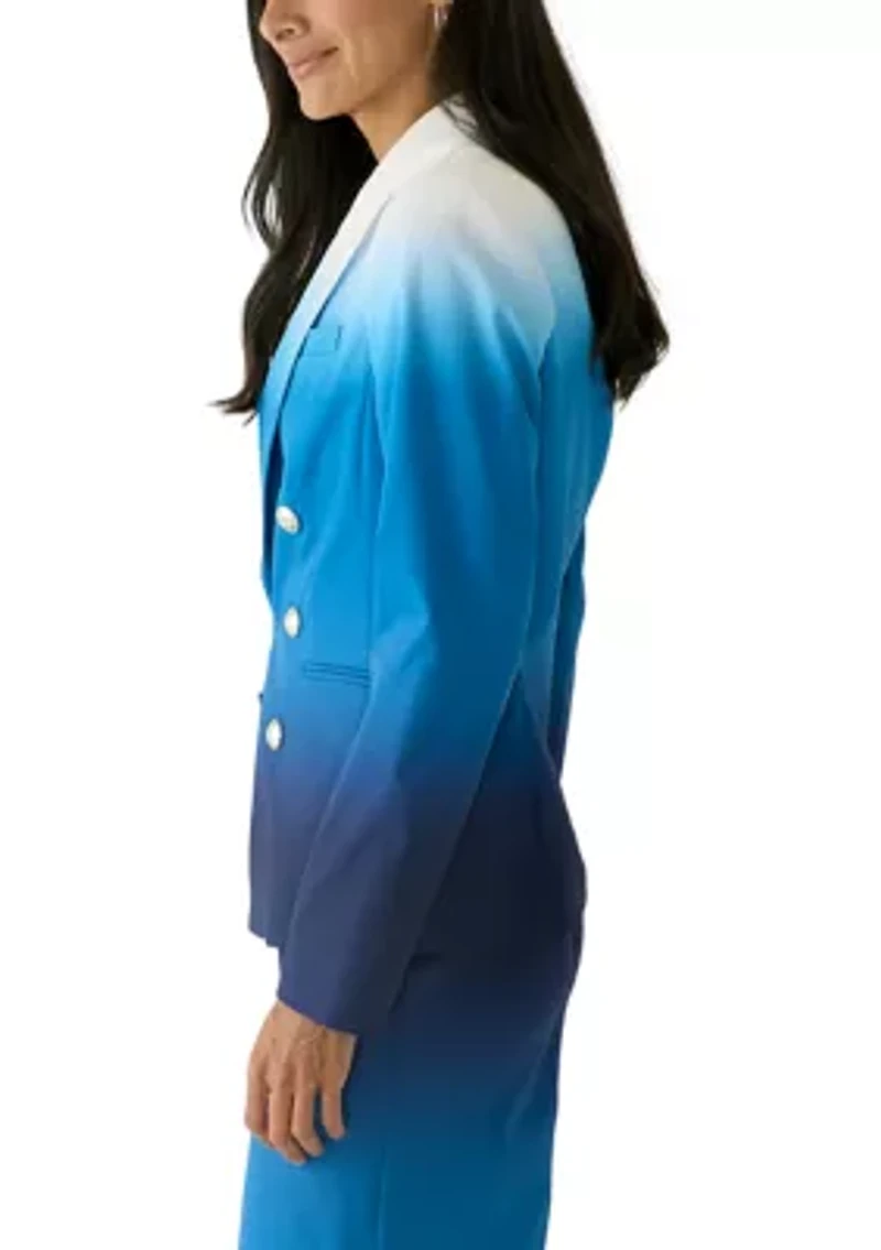 Women's Ombré Double Breasted Notch Collar Blazer