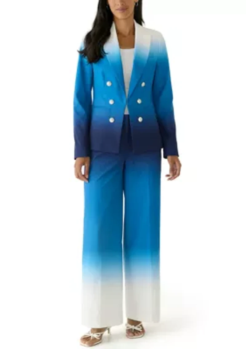 Women's Ombré Double Breasted Notch Collar Blazer