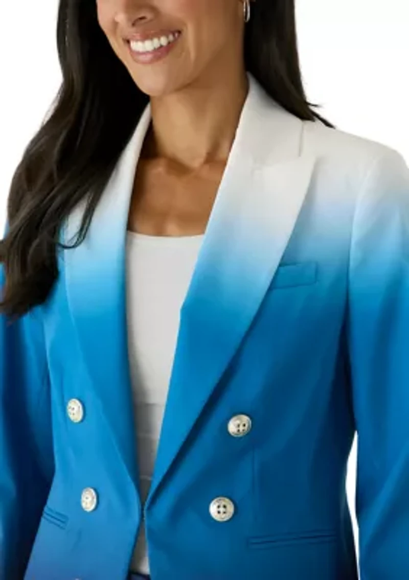 Women's Ombré Double Breasted Notch Collar Blazer