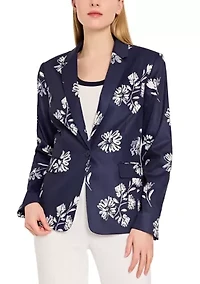 Women's 1 Button Floral Printed Blazer