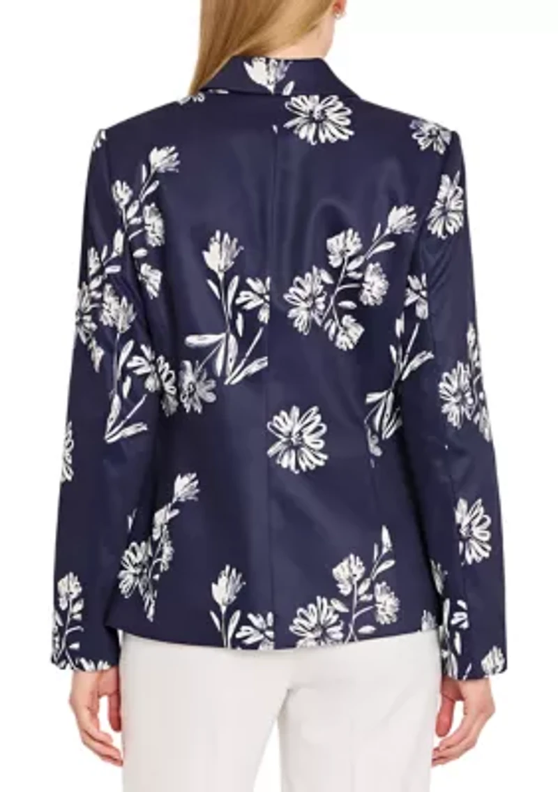 Women's 1 Button Floral Printed Blazer