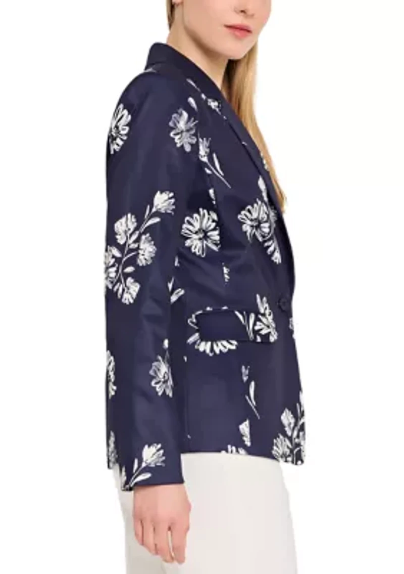 Women's 1 Button Floral Printed Blazer