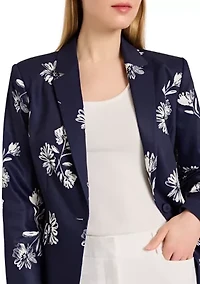 Women's 1 Button Floral Printed Blazer