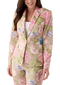Women's Notch Collar Floral Sateen Blazer