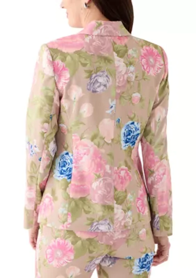 Women's Notch Collar Floral Sateen Blazer