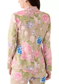 Women's Notch Collar Floral Sateen Blazer