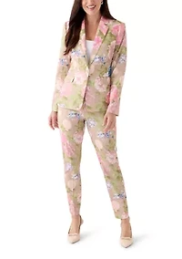 Women's Notch Collar Floral Sateen Blazer