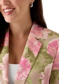 Women's Notch Collar Floral Sateen Blazer