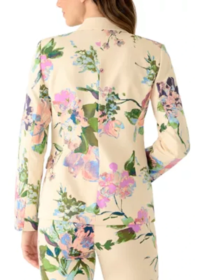 Women's Floral One Button Blazer