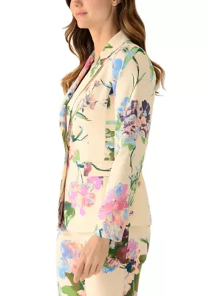 Women's Floral One Button Blazer