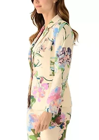 Women's Floral One Button Blazer