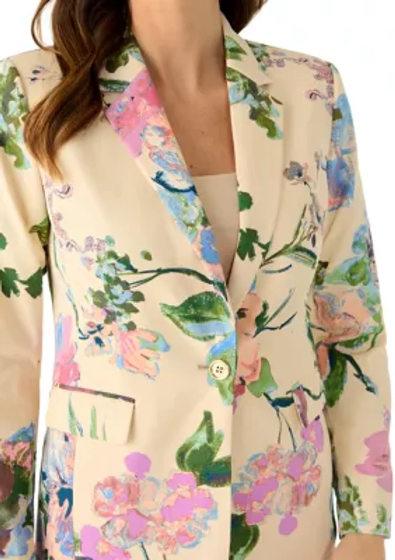 Women's Floral One Button Blazer