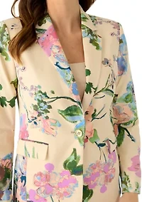 Women's Floral One Button Blazer