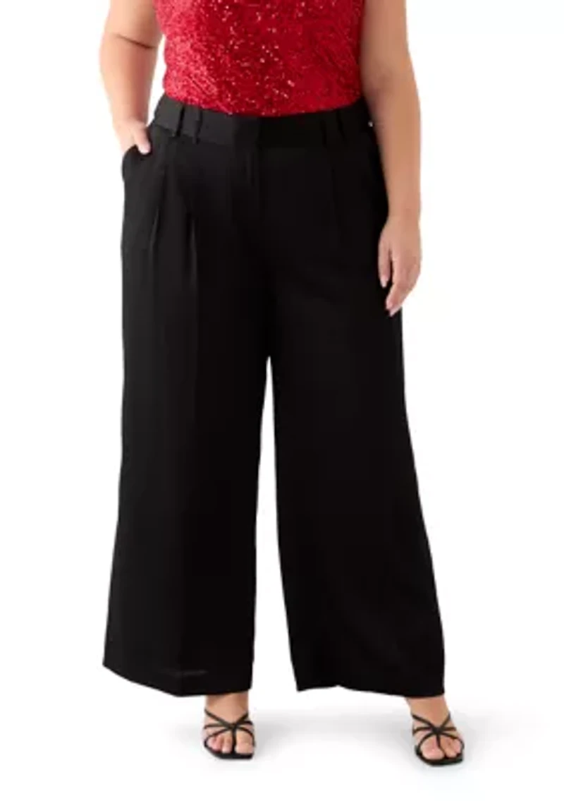 Plus Crinkle Satin Pants