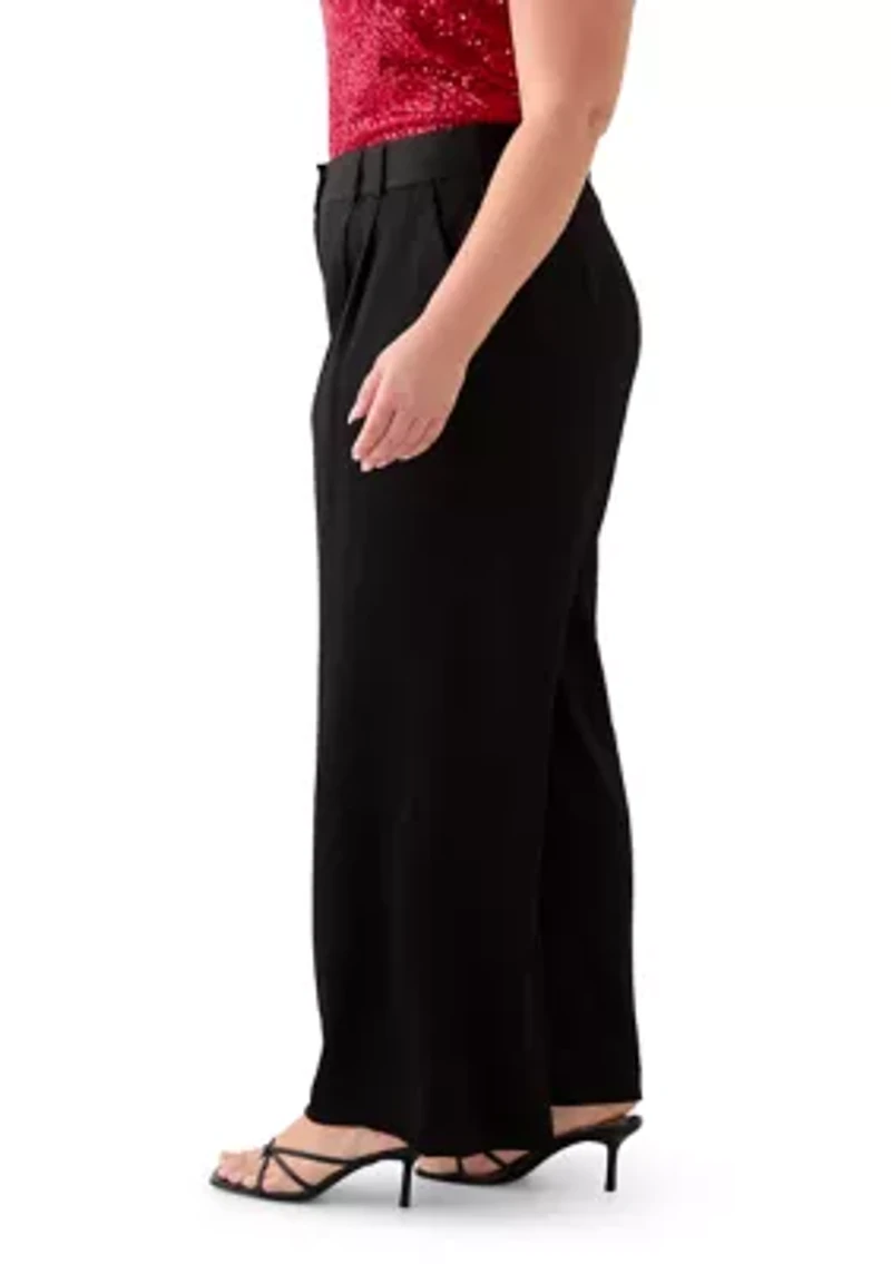 Plus Crinkle Satin Pants