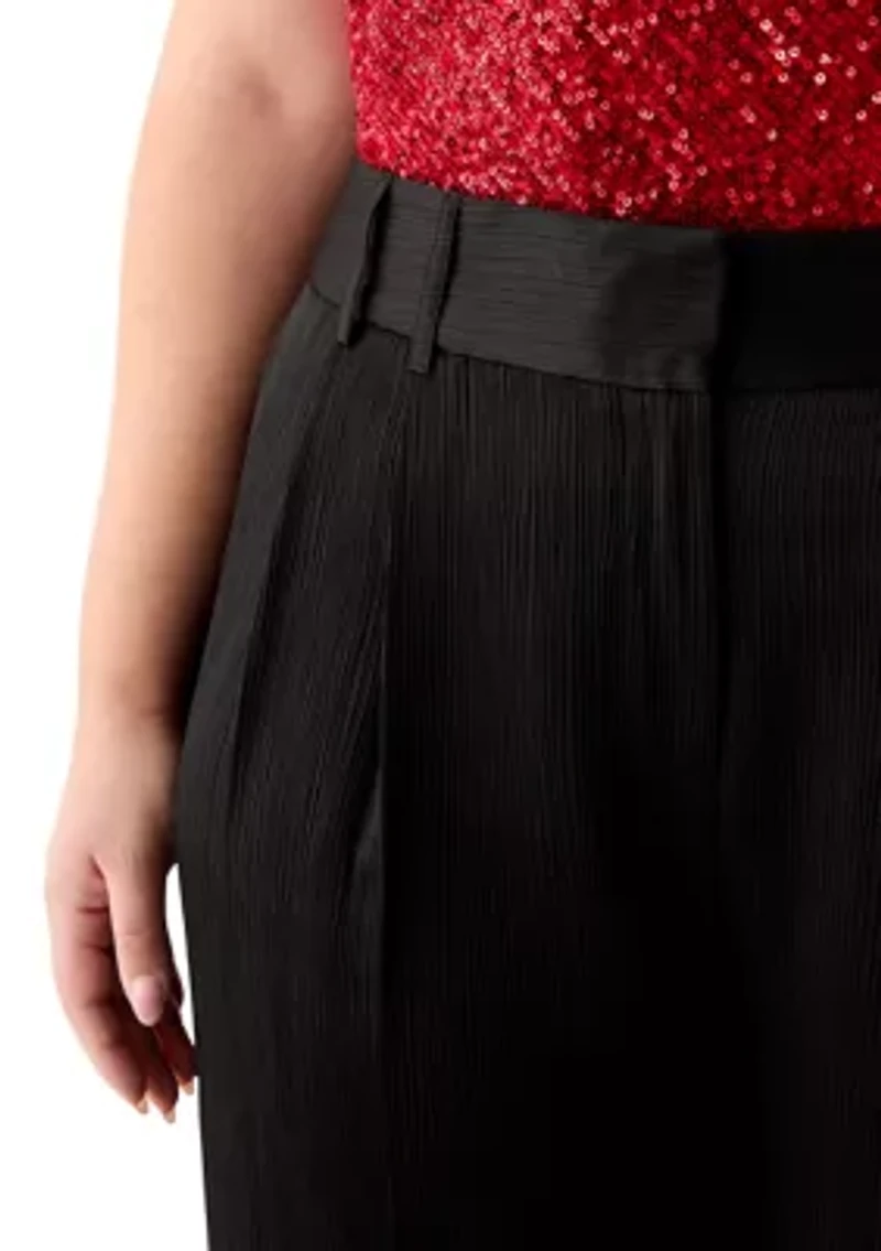 Plus Crinkle Satin Pants
