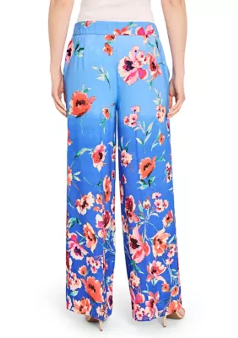 Women's Wide Leg Border Floral Soft Pants