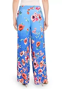Women's Wide Leg Border Floral Soft Pants