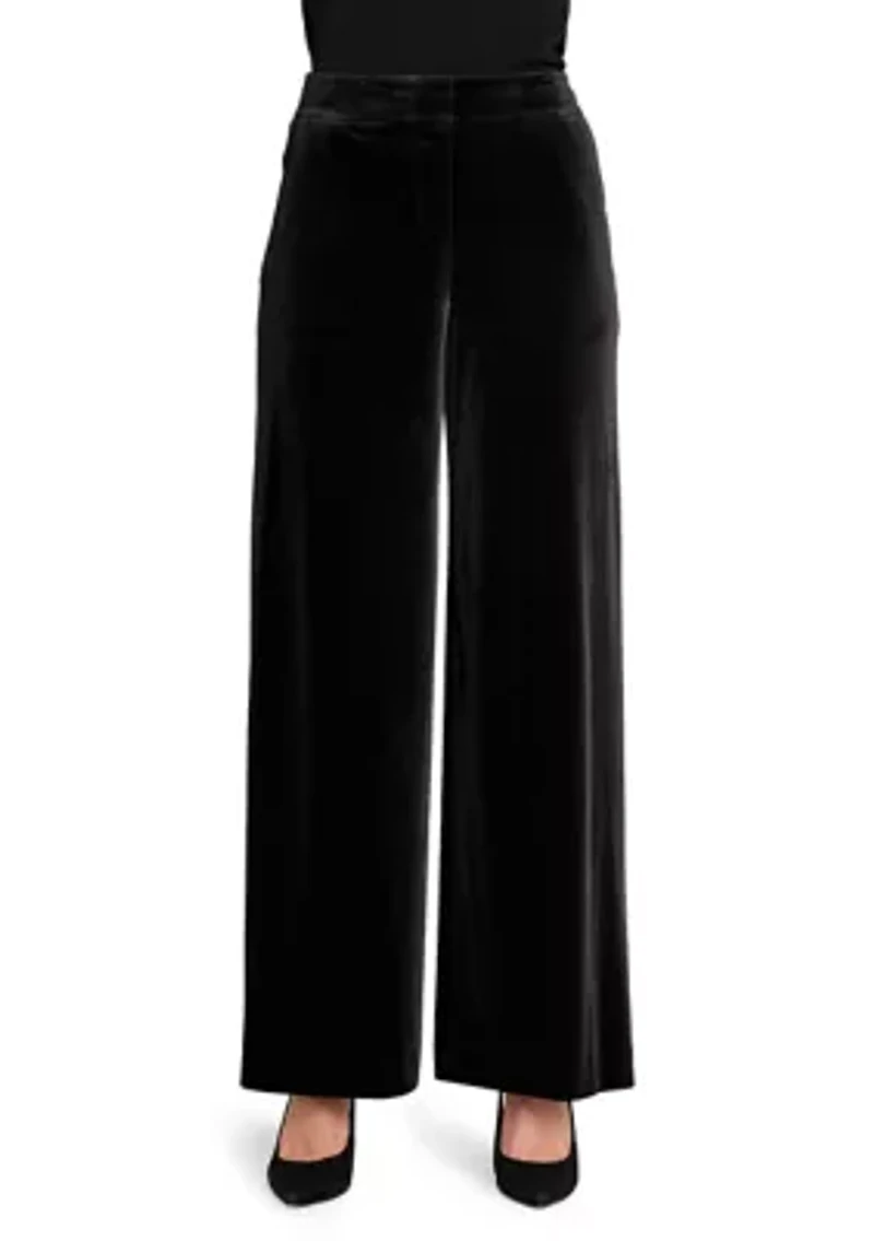 Women's Wide Leg Solid Velvet Pants