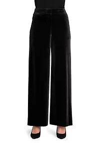 Women's Wide Leg Solid Velvet Pants
