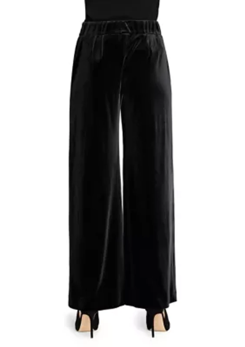 Women's Wide Leg Solid Velvet Pants
