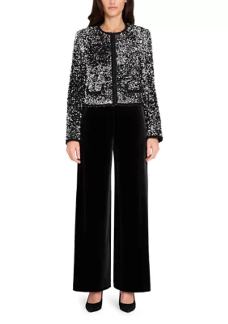 Women's Wide Leg Solid Velvet Pants