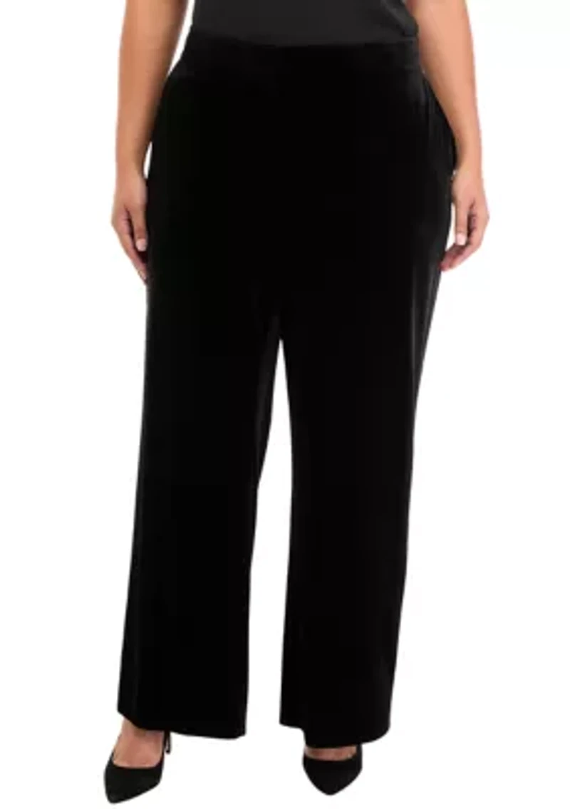 Plus Wide Leg Velvet Pants