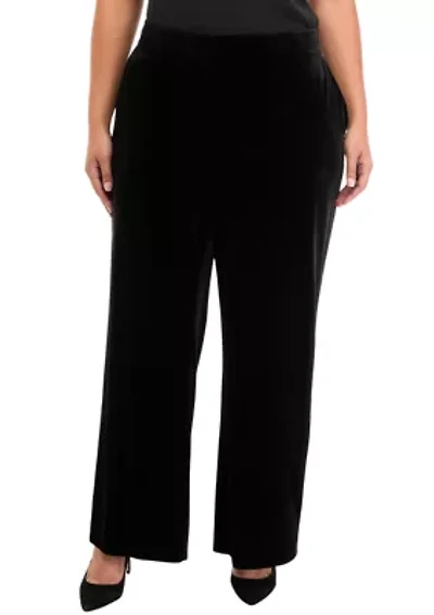 Plus Wide Leg Velvet Pants