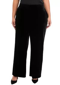 Plus Wide Leg Velvet Pants