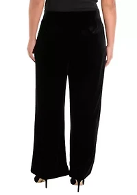 Plus Wide Leg Velvet Pants