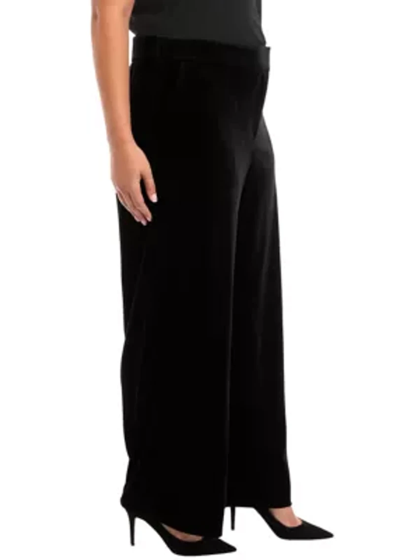 Plus Wide Leg Velvet Pants