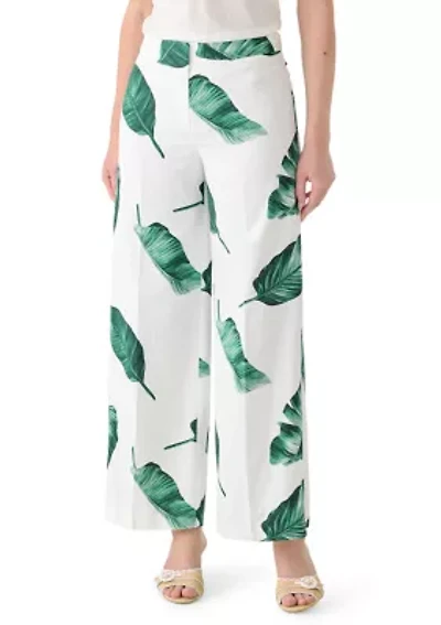 Women's Wide Leg Palm Print Pants