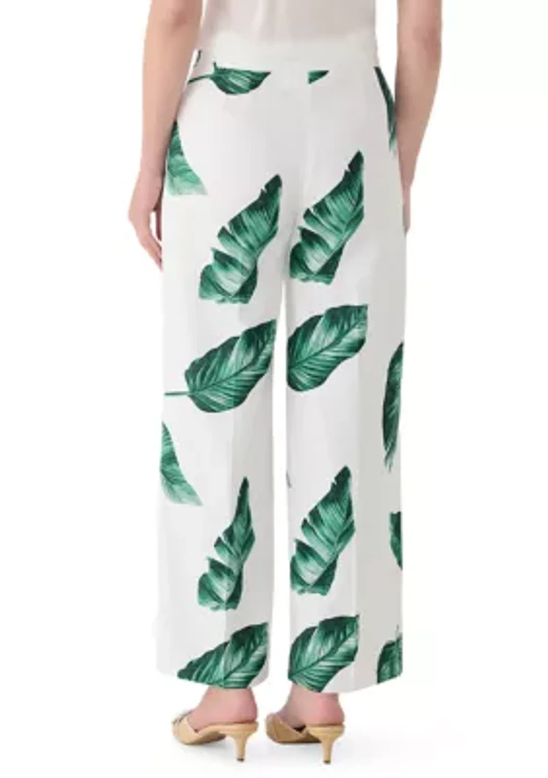 Women's Wide Leg Palm Print Pants