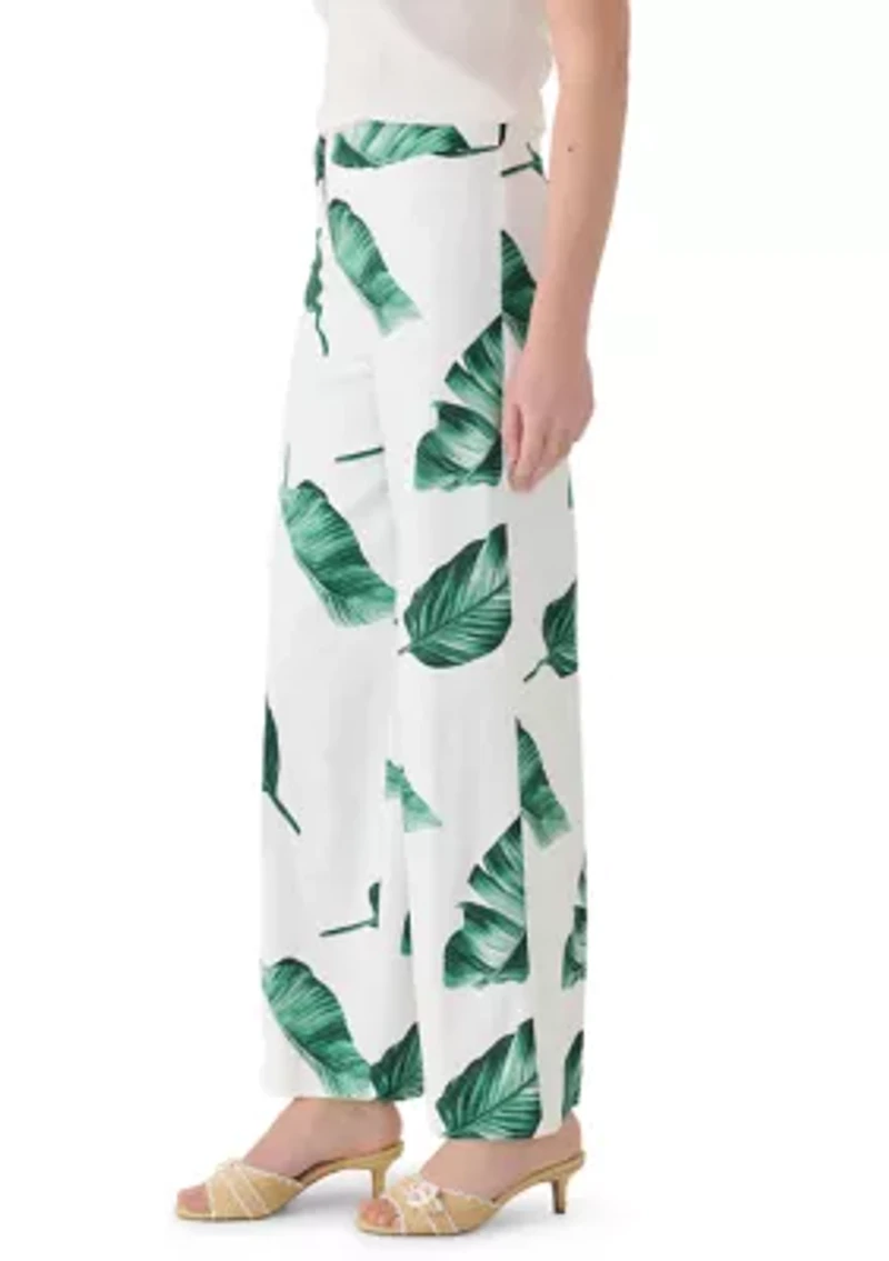 Women's Wide Leg Palm Print Pants