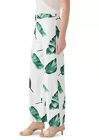 Women's Wide Leg Palm Print Pants