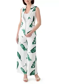 Women's Wide Leg Palm Print Pants
