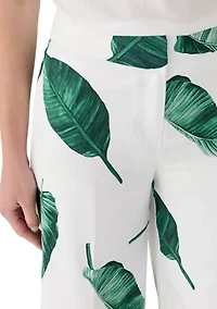 Women's Wide Leg Palm Print Pants