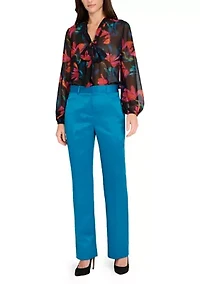 Women's Slim Leg Satin Pants
