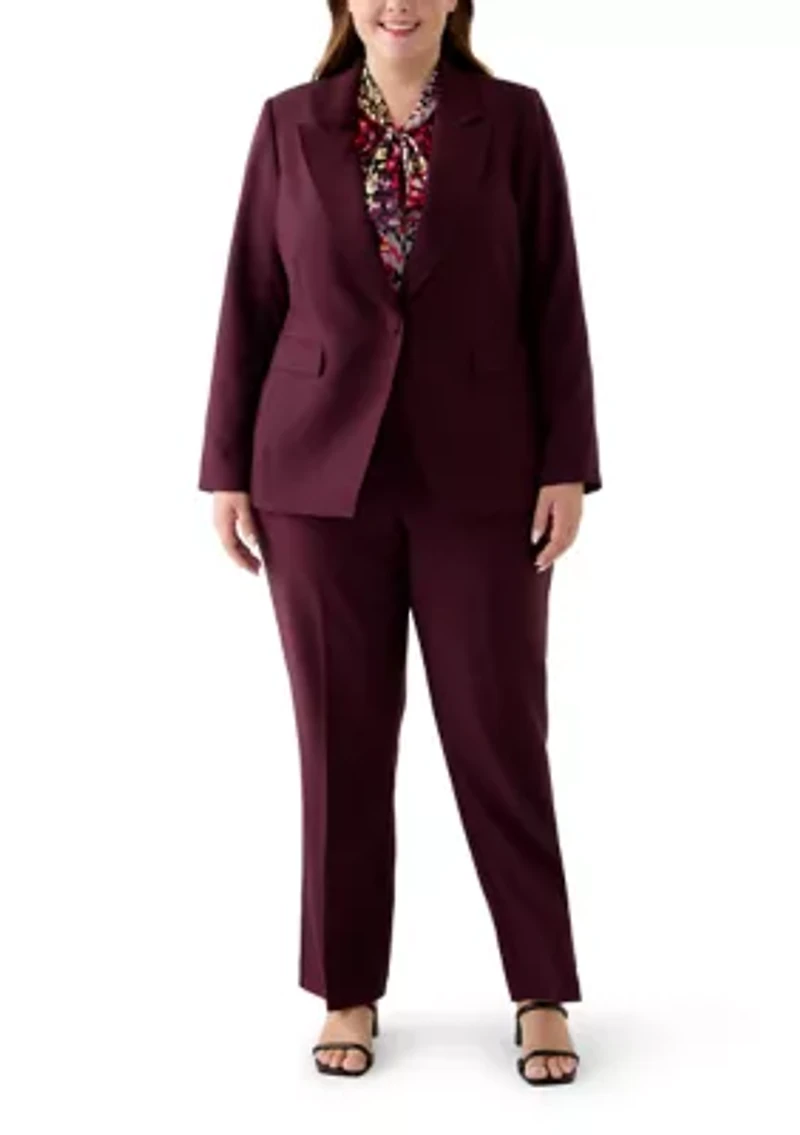 Plus Solid Crepe Wide Leg Pants