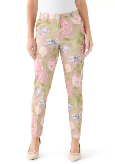 Women's Slim Floral Sateen Pants