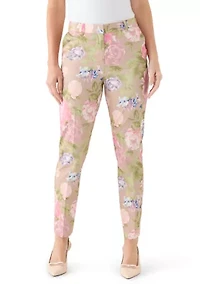 Women's Slim Floral Sateen Pants