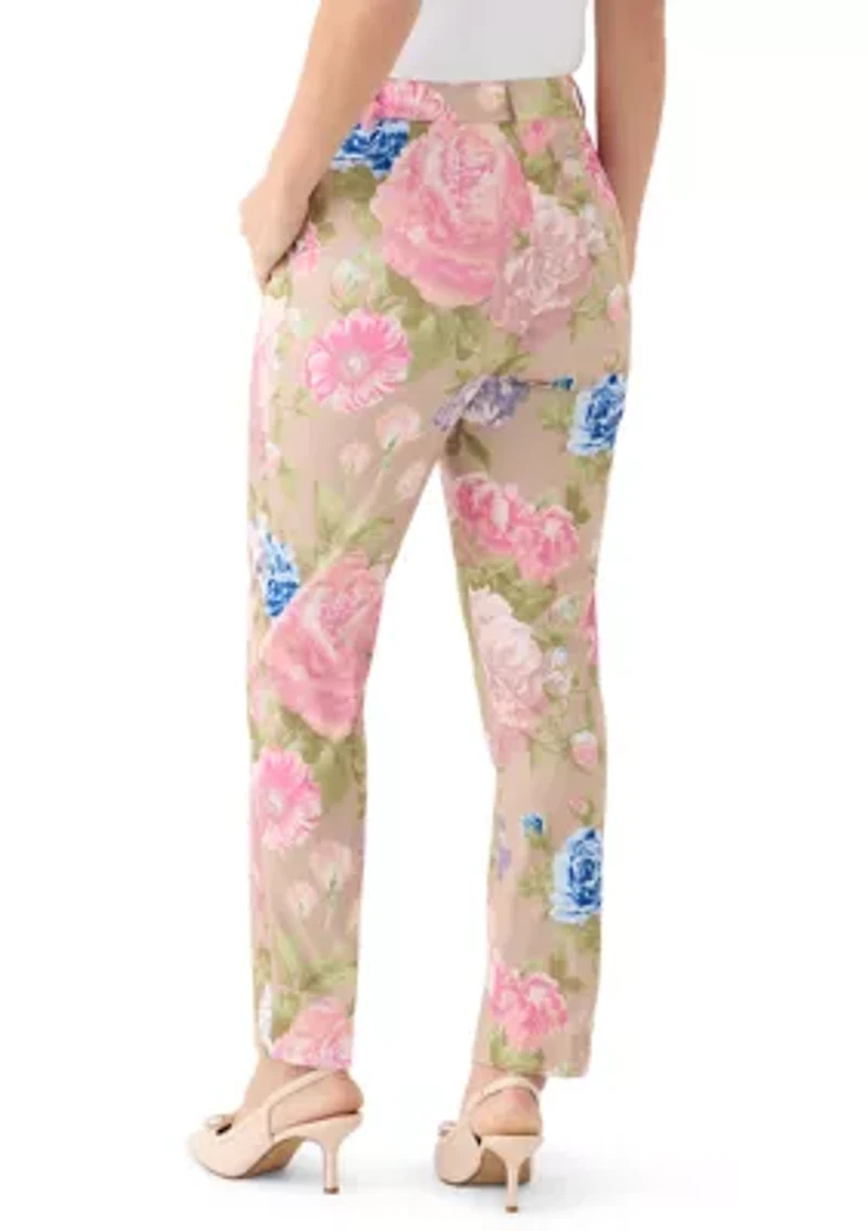 Women's Slim Floral Sateen Pants