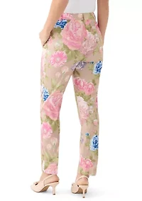 Women's Slim Floral Sateen Pants