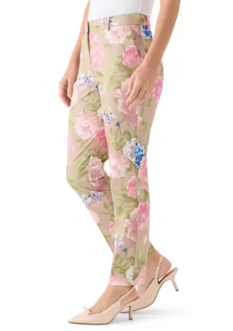 Women's Slim Floral Sateen Pants