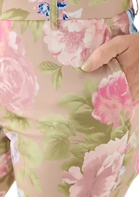 Women's Slim Floral Sateen Pants