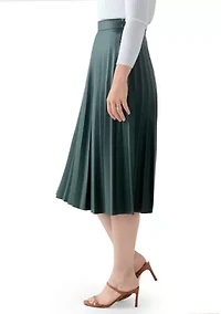 Women's Vegan Leather Long Pleated Skirt