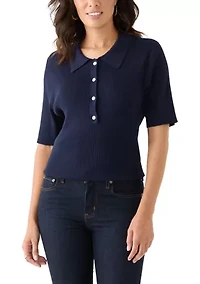 Women's Rayon Rib Knit Collared Shirt