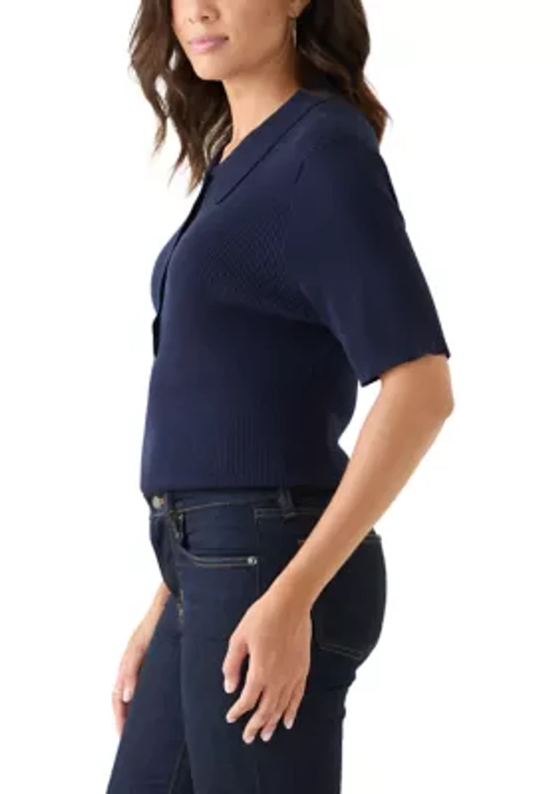 Women's Rayon Rib Knit Collared Shirt