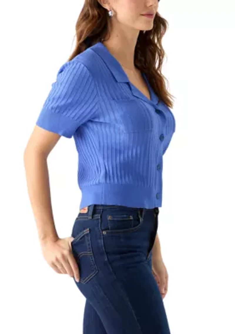 Women's Knit Button Down Blouse