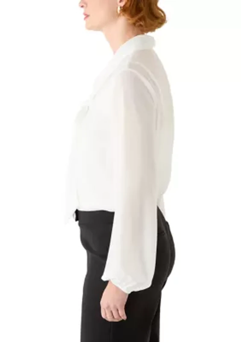 Women's Long Sleeve Chiffon Bow Blouse